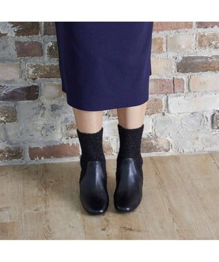 MODE ET JACOMO <MODE ET JACOMO>リブニットソックスショートブーツ ブラック