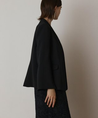 GRACE CONTINENTAL ダブルクロスノーカラージャケット ブラック