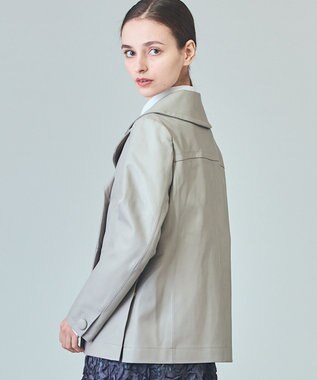 GRACE CONTINENTAL ラムレザーＰコート グレー