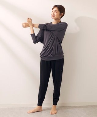 OP／FILA 【Kappa】フィットネスウェア 上下セット 長袖Ｔシャツ＋ロングパンツ ダークグレー