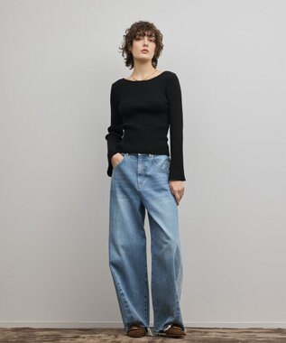 GRACE CONTINENTAL アイレットリブニットトップ ブラック