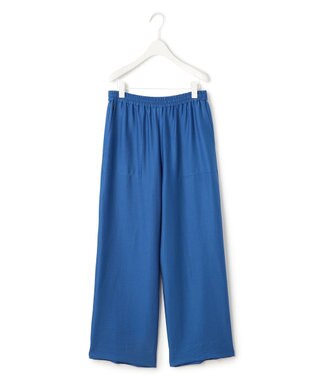 ICB L 【洗える】ワッシャーツイル ワイドストレートパンツ ラピスラズリ系