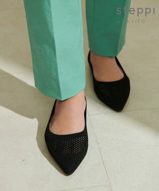 steppi 【洗える/撥水】ポインテッド メッシュ パンプス ブラック