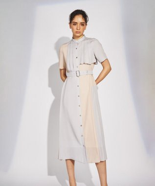 GRACE CONTINENTAL プリーツ配色ワンピース