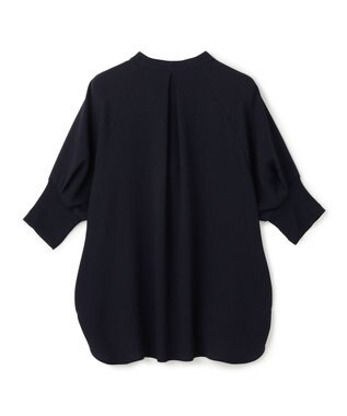 BEIGE， FLEUR / 異素材カフス スタンドカラーブラウス Navy