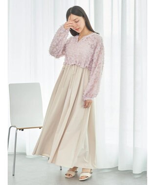 earth music&ecology ジャガード切替ワンピース Pink