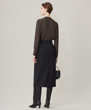 ICB L 【洗える】T/Wベネシャンストレッチ カーブスカート ブラック系