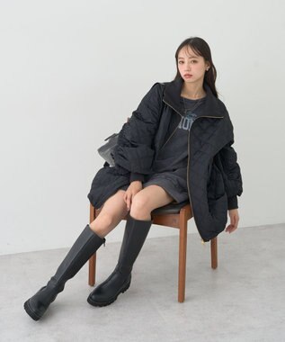 earth music&ecology キルティングバルーンコート Black