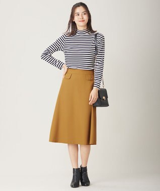 ANY SIS 【洗える】フラップポイントフレア スカート マスタード