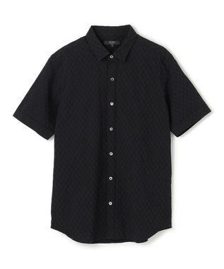 JOSEPH HOMME 新柄【ストレッチ】ハムサジャガードストレッチ　レギュラーカラー半袖シャツ ブラック系