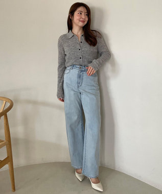 UNFILO ファインアルパカ 襟付きカーディガン グレー