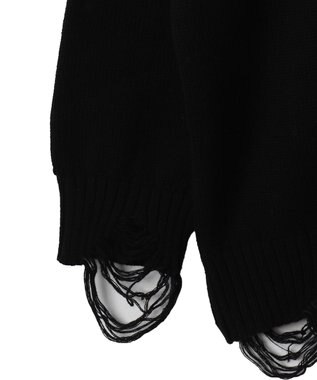 WEGO クラッシュBIGプリントニットプルオーバー ブラック