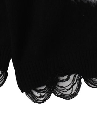 WEGO クラッシュBIGプリントニットプルオーバー ブラック