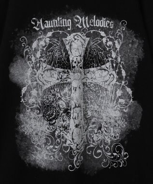 WEGO クラッシュBIGプリントニットプルオーバー ブラック