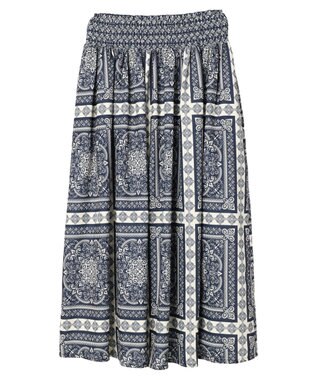 Green Parks ■ＥＳＣＡＲ　スカーフパネルｐｔギャザースカート Navy