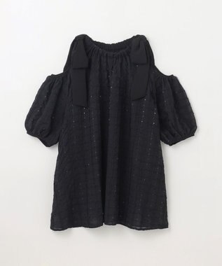 GRACE CONTINENTAL チュールフリルフレアトップ ブラック