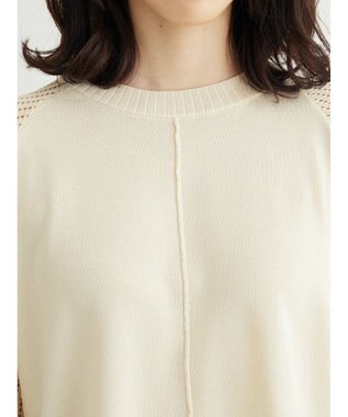 Green Parks ショルダーメッシュニットプルオーバー Ivory