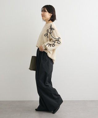 Green Parks 刺繍コードニットプルオーバー Ecru