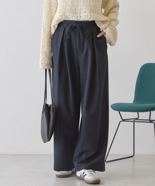 AMERICAN HOLIC リボン付きタックワイドパンツ Navy