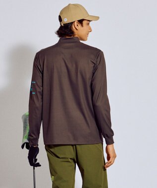 PW CIRCULUS 【吸水速乾 / UV遮蔽率99.5% UVカット / ストレッチ】【MEN】ロングスリーブ ポケットモックT ゴルフ ダークブラウン系