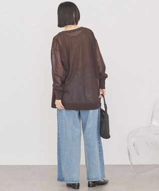 AMERICAN HOLIC メタルボタンシアーVネックカーディガン Brown