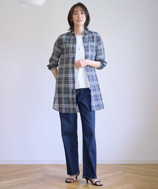 J.PRESS LADIES L 【洗える】BASIC STRETCH DENIM ボーイフィット デニム インディゴ系