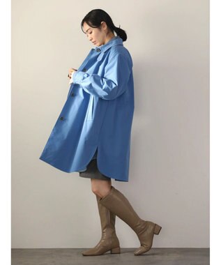 Green Parks 撥水加工　ケア楽ステンカラーミドル丈コート Blue