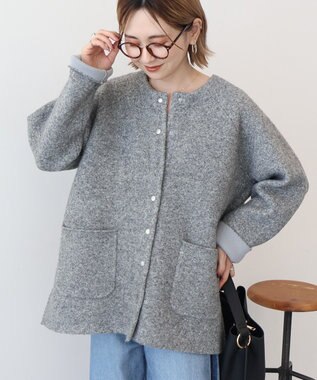 AMERICAN HOLIC Wフェイスラグランニットコーディガン Gray Mixture