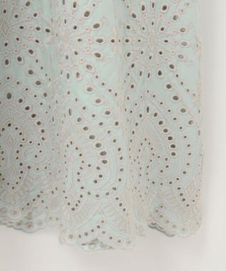 自由区 【カタログ掲載・洗える】エンブロイダリーローン ワンピース アクア×ベージュ