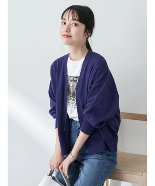 earth music&ecology ＶネックＺＩＰカーディガン Blue