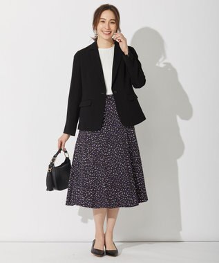 自由区 【洗える】スモールペタルプリント マーメイドスカート ネイビー系5