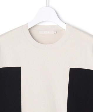 ICB 【洗える】マットヴィスコースポリエステル ブロッキングニット トープ×ブラック系