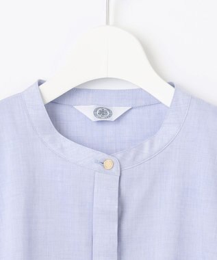 J.PRESS LADIES L 【洗える】ラミーポプリン ティアード ブラウス サックス系