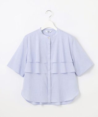 J.PRESS LADIES L 【洗える】ラミーポプリン ティアード ブラウス サックス系