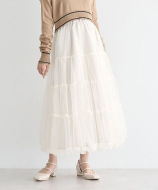 earth music&ecology チュールバルーンスカート Light Beige