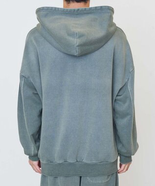 WEGO ピグメントハーフZIPロゴプルパーカー カーキ