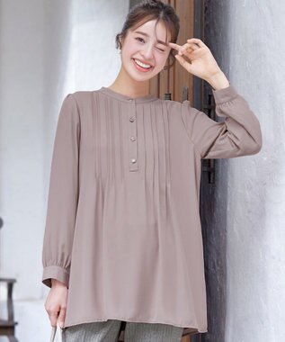 Tiaclasse 【スマート裏起毛・新色追加】 ピンタックシャツチュニック