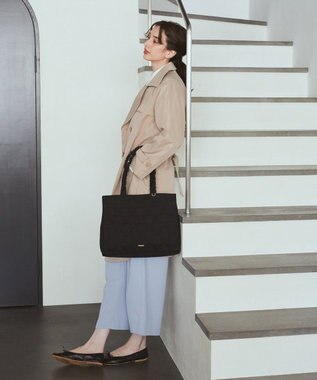 Maison de FLEUR リボンキルティングトートバッグ Black