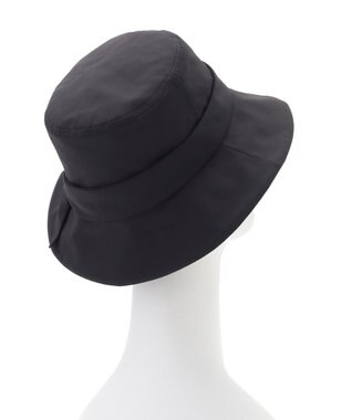 MOONBAT 【遮光100％・遮熱】FURLA(フルラ)リボン巻きダウン ハット 帽子 ロゴチャーム サイズ調整 撥水性 ブラック