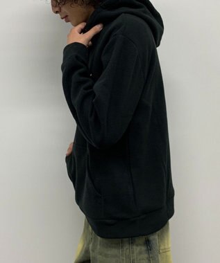 WEGO 【ユニセックス着用ITEM】ワッフルフリースOP刺繍プルパーカー ブラック