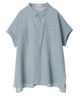 earth music&ecology 配色ステッチＢＩＧシャツ Gray