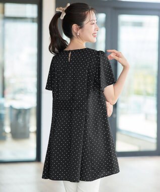 Tiaclasse L 【おのののかさん着用】半袖＆七分袖選べる袖丈バックフレアチュニック 半袖ドット
