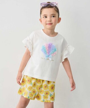 ANY KIDS 【綿100%】ひんやり フリル袖 もしゃもしゃTシャツ
