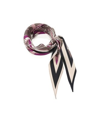 Marca 【Marcaオリジナル】バイカラーベルト シルクツイル 菱形スカーフ ベリー×ブラウン