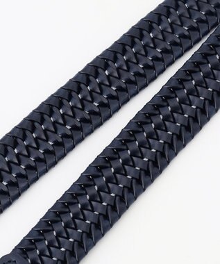 JOSEPH ABBOUD 【キングサイズ・イタリア素材・ストレッチ・日本製】ストレッチレザーメッシュ ベルト ネイビー系