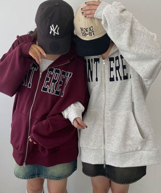 WEGO ロゴWジップビッグパーカー ワイン