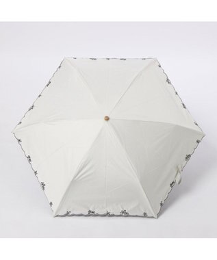UNBILLION カシュネ cachenez /【晴雨兼用　日傘　UVカット率・遮光率100％生地使用 】PUプチフラワー刺繍ミニ折りたたみ傘 ホワイト
