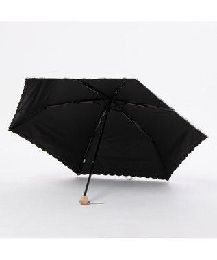 UNBILLION カシュネ cachenez /【晴雨兼用　日傘　UVカット率・遮光率100％生地使用 】PUプチフラワー刺繍ミニ折りたたみ傘 ホワイト