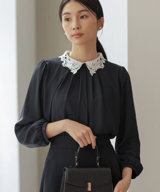 組曲 【WEB限定・2WAY】ジョーゼットシフォンレース襟 ブラウス