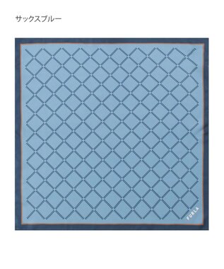 MOONBAT 【シルク100%】FURLA (フルラ) ダイアゴナルチェック 格子柄 シルクプリントスカーフ 58cm×58cm UV対策 手洗い可能 サックスブルー